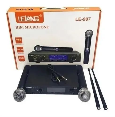Microfone Sem Fio Duplo Digital Wireless UHF 60Mts Evento Igreja Show Palestra Karaokê LLG - Foto 4