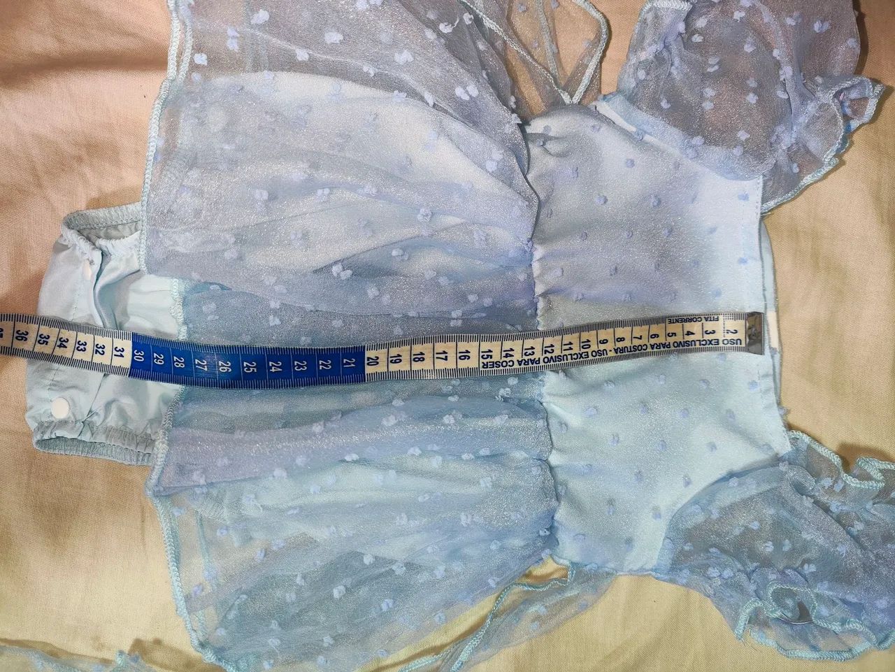 Romper/body com saia e faixa azul claro 3-6 meses - Foto 6