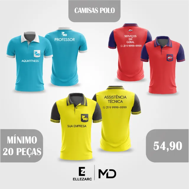 Camisas Polo Para Uniformes (Promoção de Natal Ellezarc)