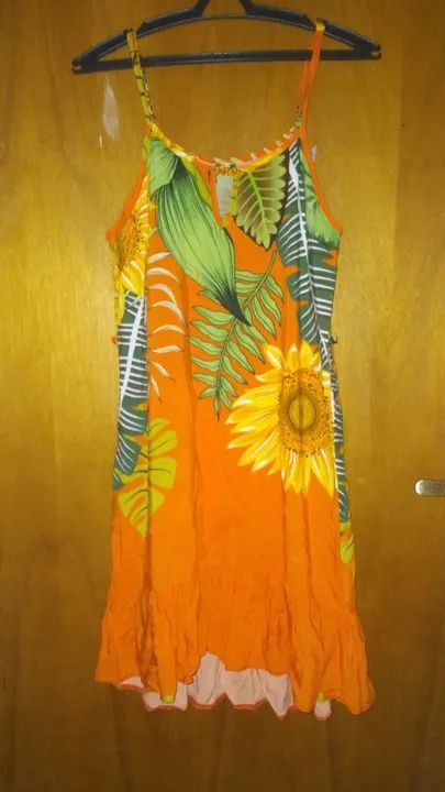 Vestido de Praia Floral Laranja