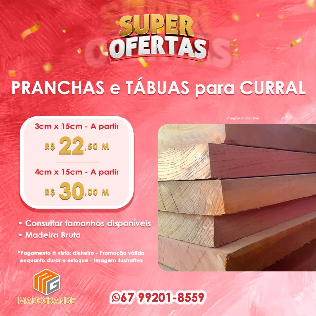 Pranchas e Tábuas de Madeira para Curral