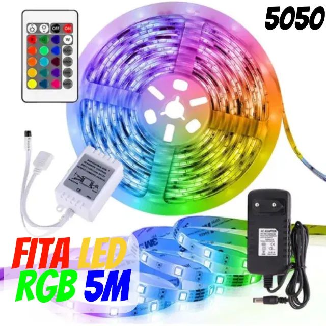 Fitas Led Decorativa RGB 5050 5m Controle Sem Fio Led _ CS479