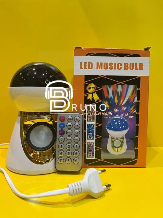 Lâmpada Led Music Bulb com Projetor de Estrelas e Som Bluetooth