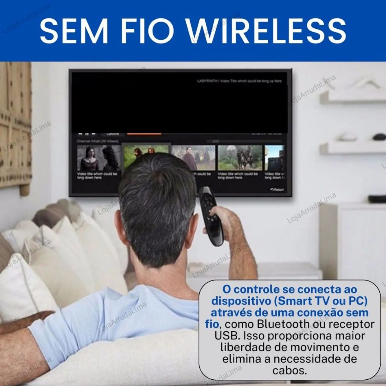Controle Teclado Air Mouse Wireless Sem Fio 2.4 Ghz Android Pc Tv C120 Preto<br> - Foto 2