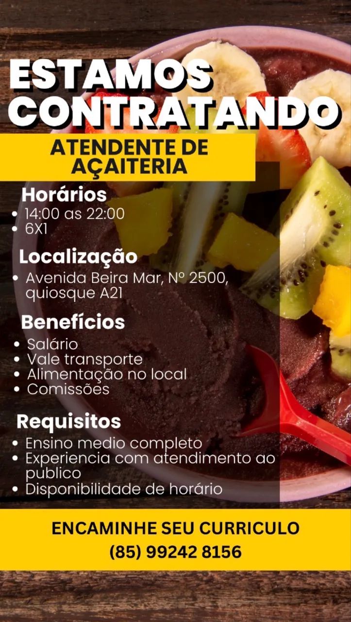 Vaga de emprego açai