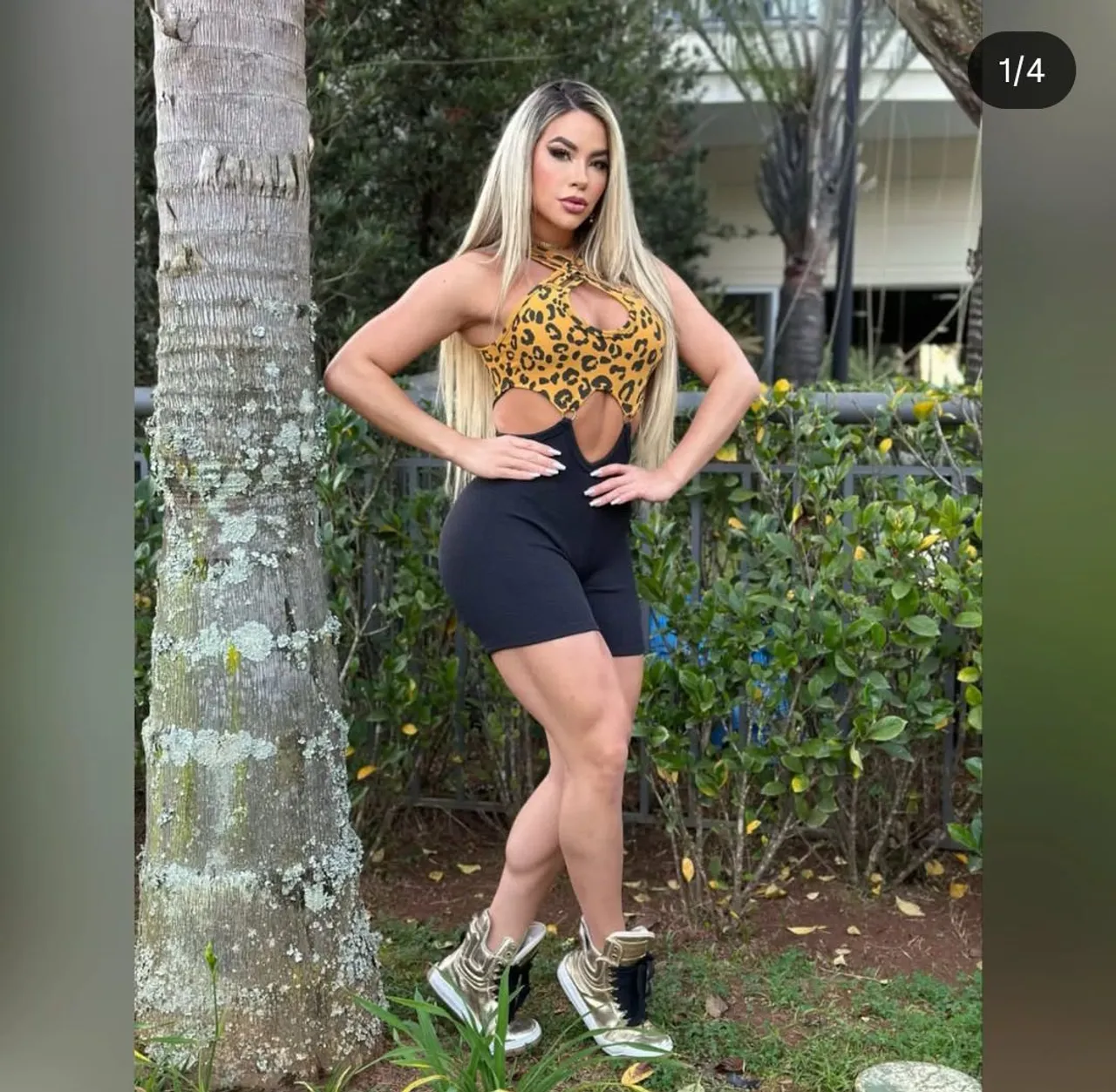 Macacão Fitness com Detalhes em Animal Print