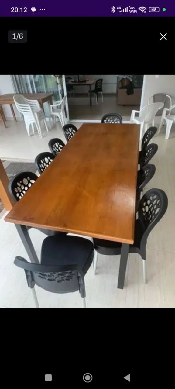 Mesa de madeira com estrutura metálica - Foto 5
