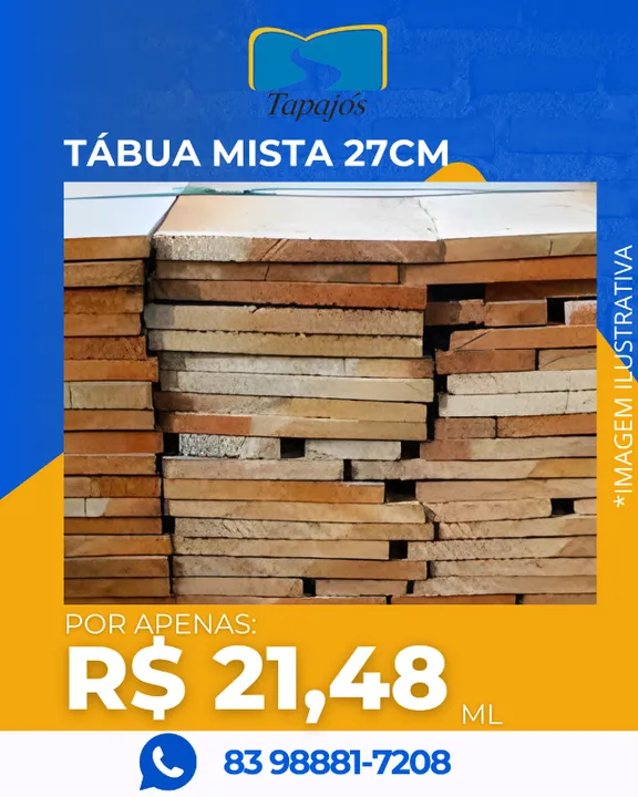 Tábua Mista 27cm na Tapajós Madeiras