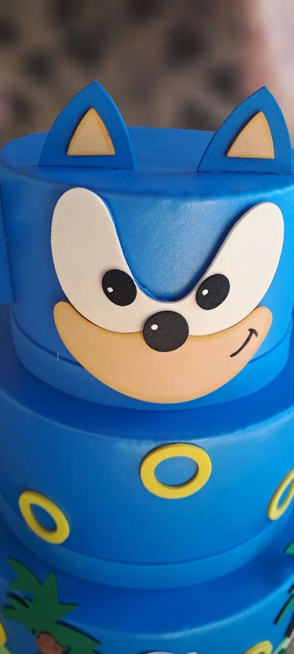 Bolo fake Sonic para decoração e aluguel. - Foto 5