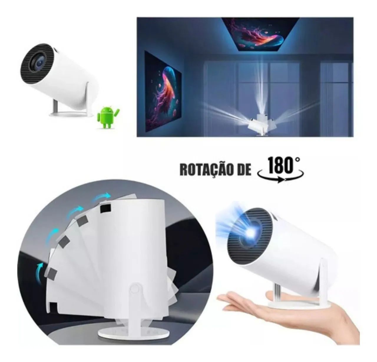 Smart Mini Projetor HY300 Portátil Com Android e Wifi Novo64573372924675121