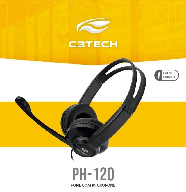 Headset Office C3Tech PH-120BK (Conexão 2xP2)(Adaptador 2xP2XUSB) - WZetta - Foto 4
