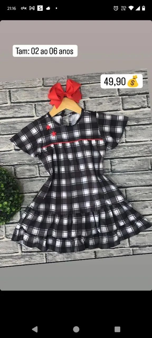 Blusa xadrez feminina e vestido  - Foto 3