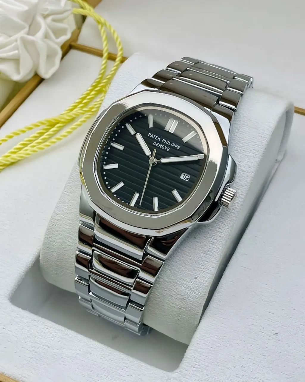 Relógio Patek Philippe Geneve Nautilus Automático Fundo de Vidro Aço Inoxidável - Novo - Foto 2
