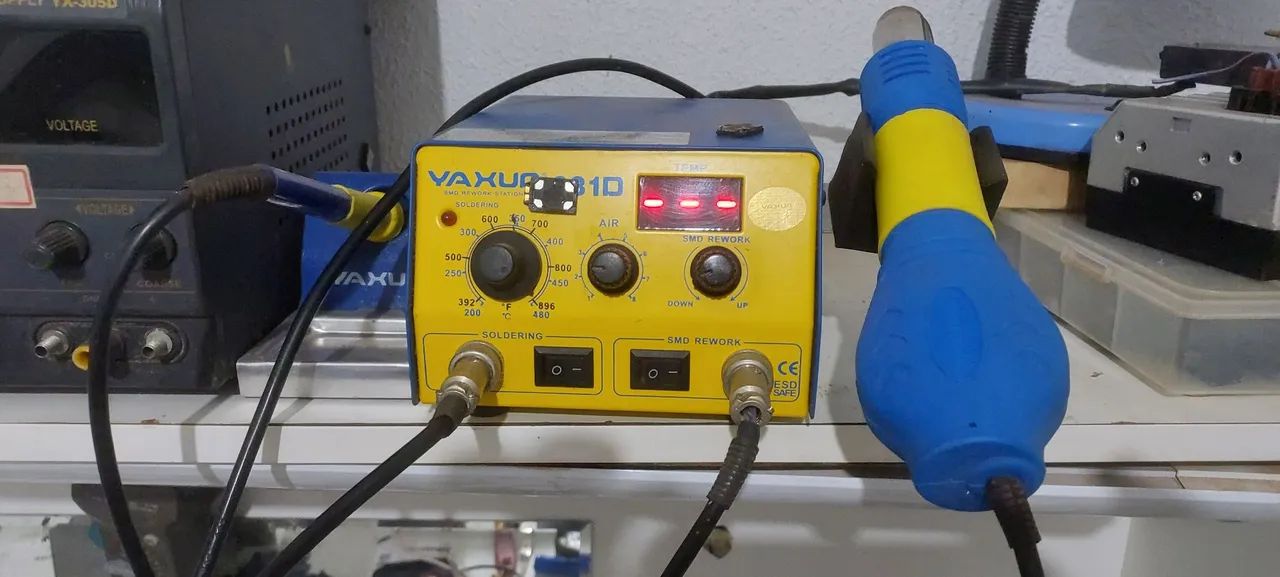 estação de ar e solda para manutenção de aparelhos eletrônicos,celulares TV son etc