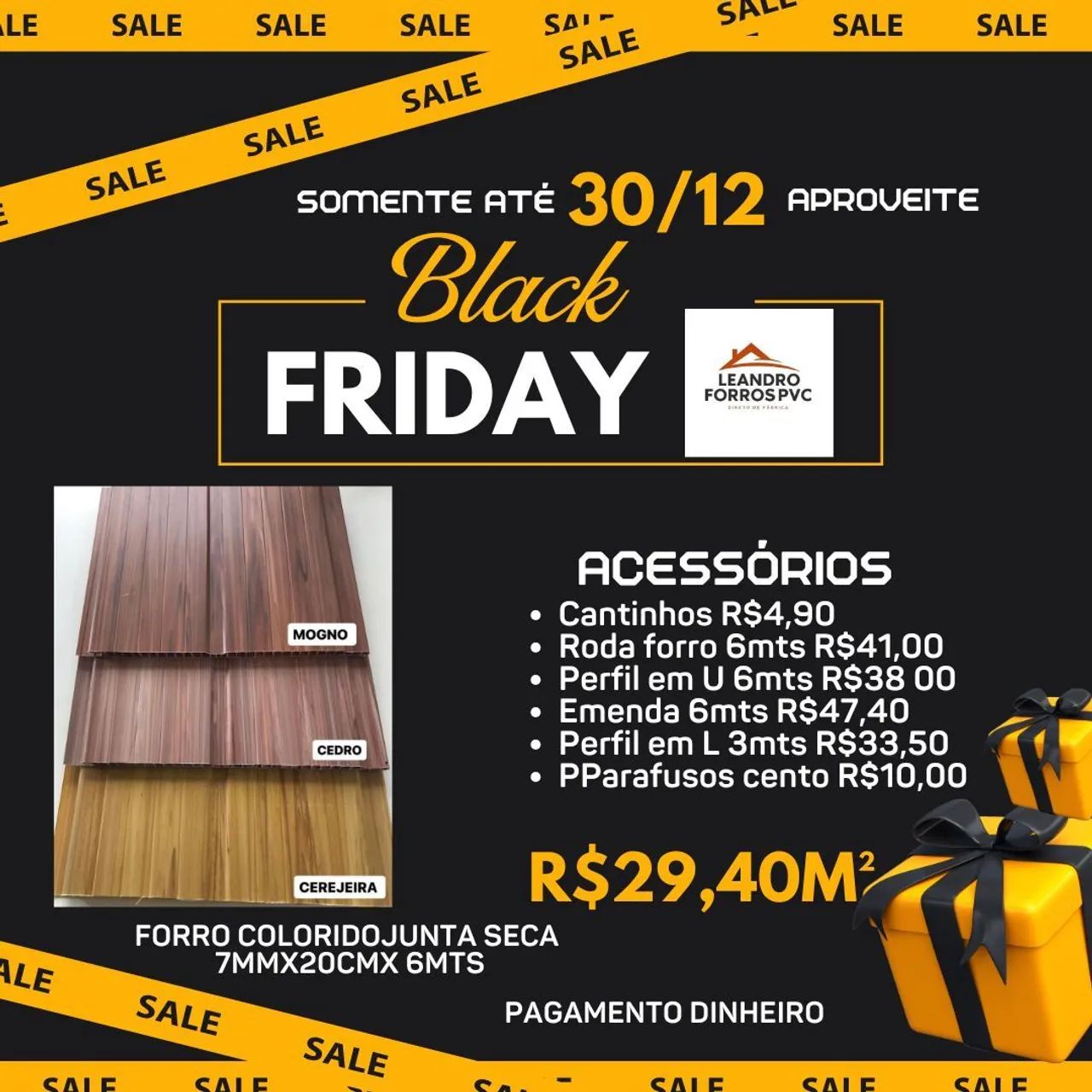 Forro PVC na promoção Black Friday válida até 30/12/2025