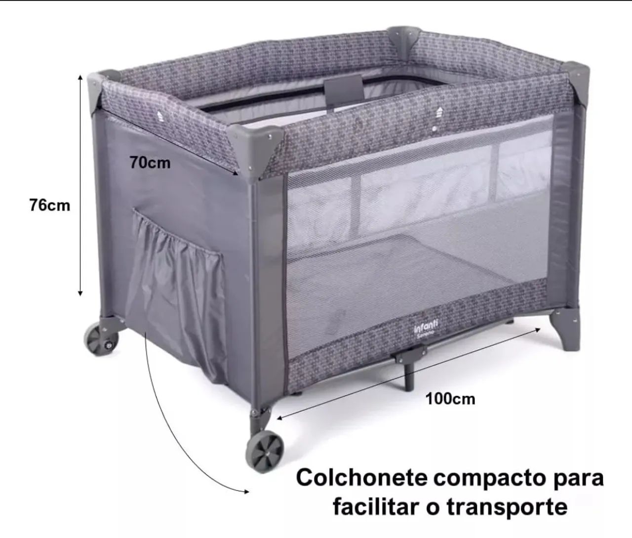 Berço portátil bebê + colchão de brinde 