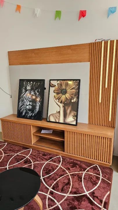 Estante Home Valência 2 Portas Ripadas Para Tv até 75 Polegadas Com Led Cacata - Bordinhon - Foto 5