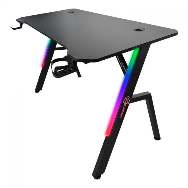 Mesa Gamer Kalkan Illumi RGB, Inclinável, Com Suporte Para Headset e Copo - WZetta - Foto 2