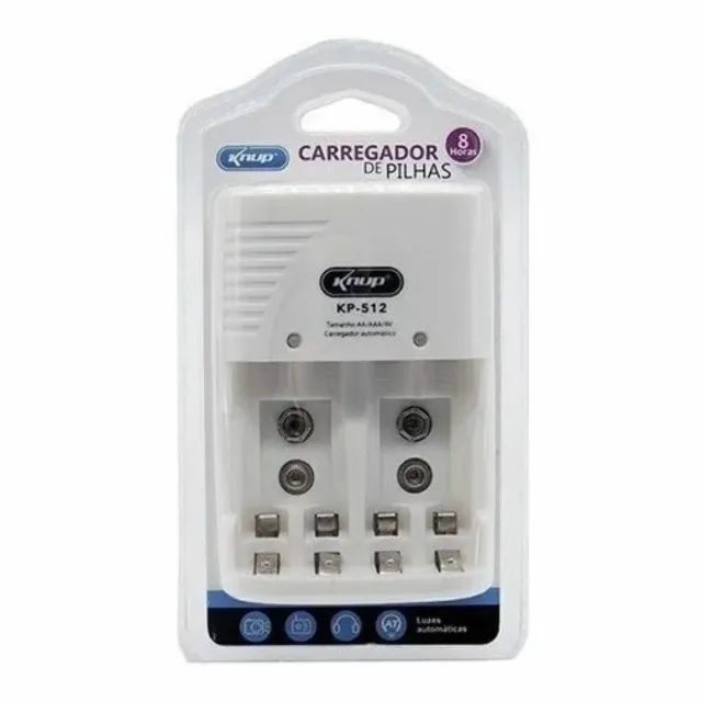 CARREGADOR DE PILHAS AA ,AAA E 9V MARCA KNUP KP-512