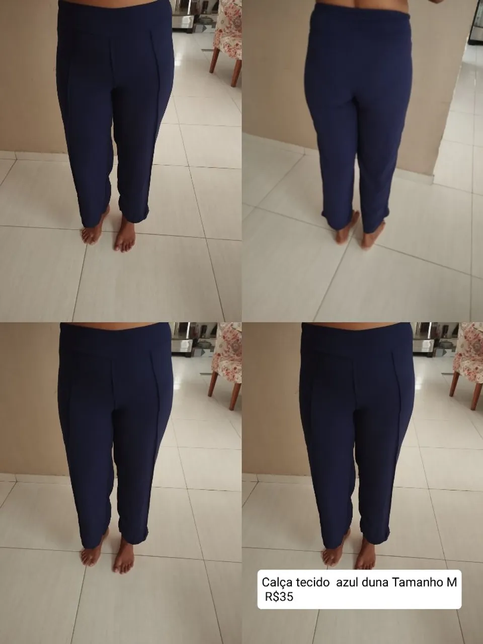 Calça Tecido Azul Duna Tamanho M