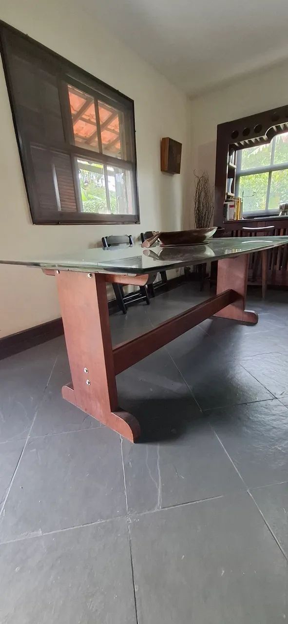 Mesa seis lugares sem cadeiras com tampo de vidro sem arranhão  - Foto 2
