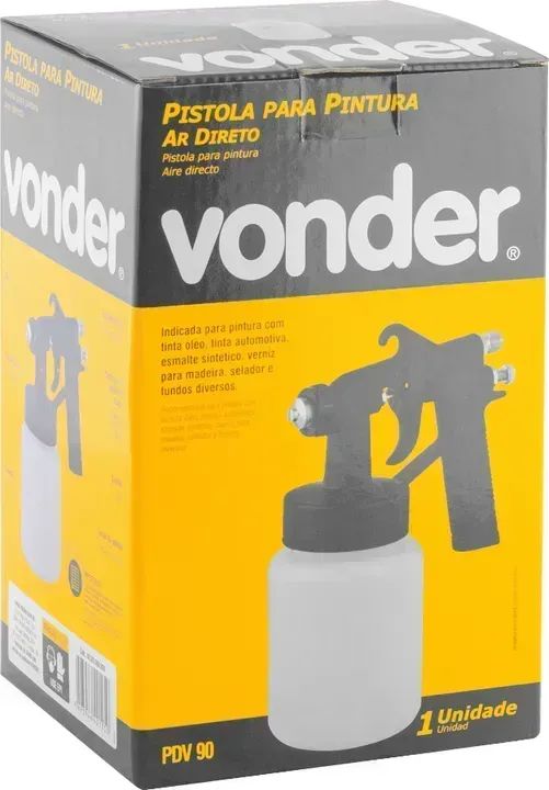 Pistola para Pintura Ar Direto para Compressor com Caneca Plástica PDV 90 Vonder - Foto 2