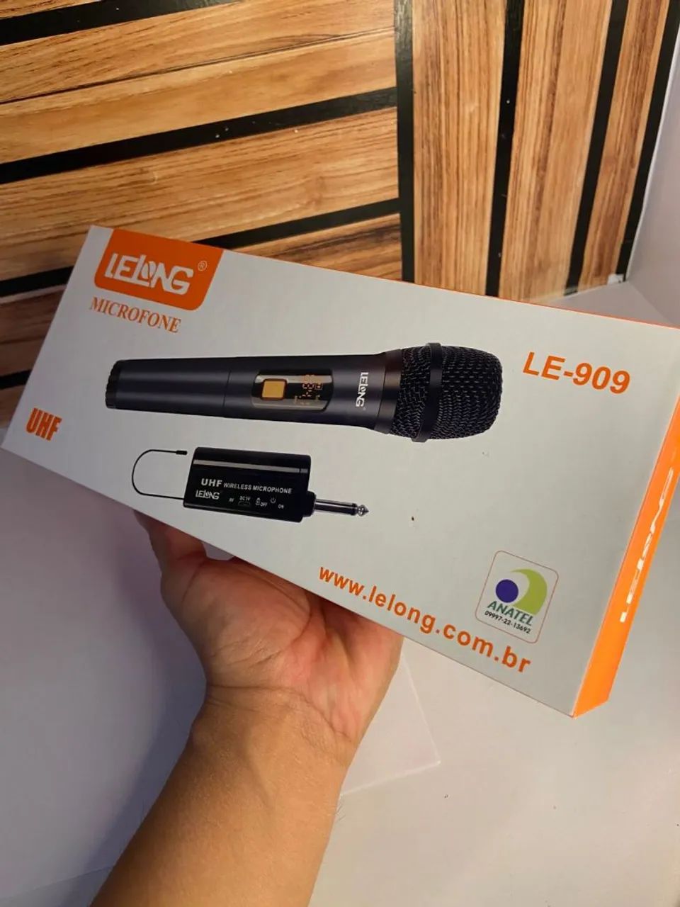 Microfone Digital Sem Fio Wireless UHF Para Karaokê - LE-909 Lelong - Foto 4