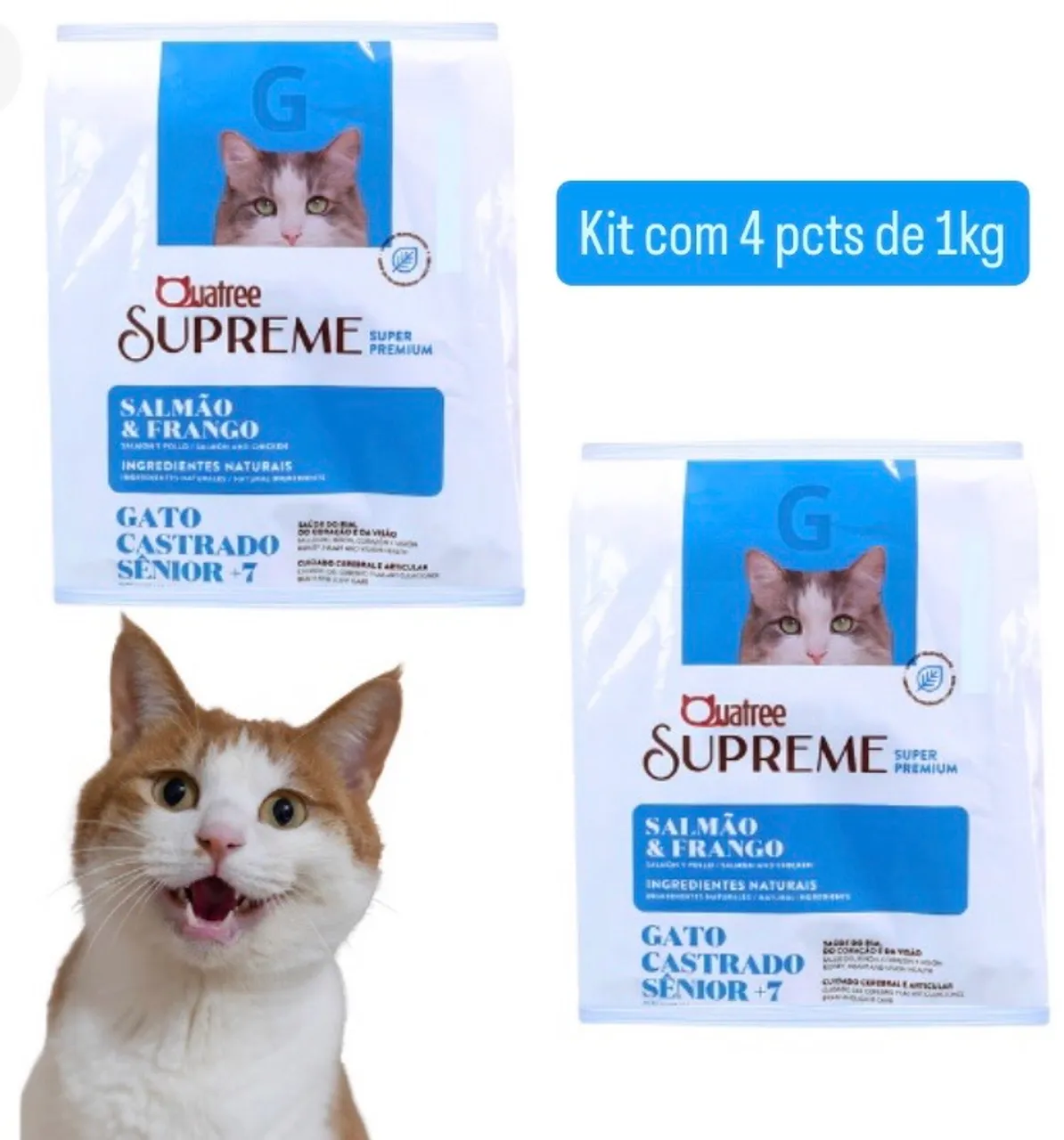 Kit 4kg Ração Quatree Supreme Gato Sênior