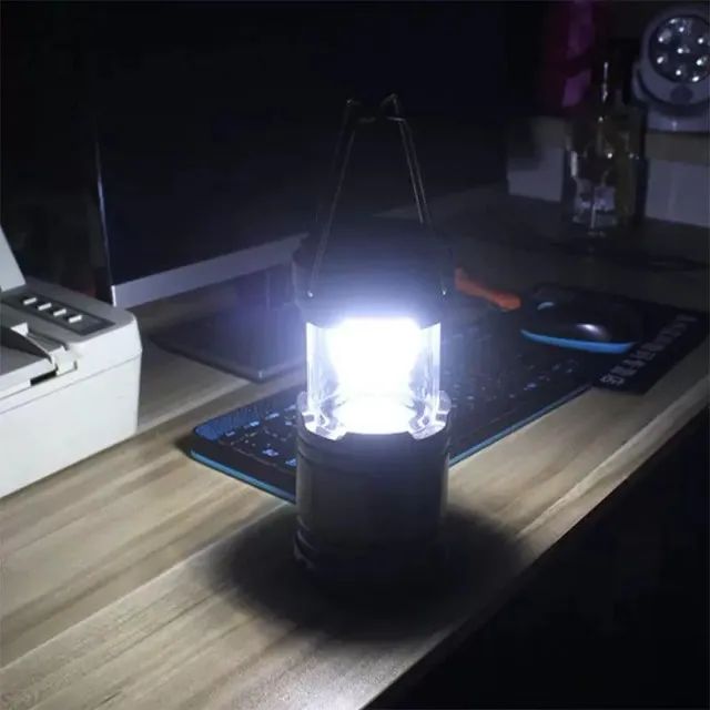 Lampião Solar Lanterna Led Recarregável Lamparina Sh-5800t Cor Preta - Foto 5