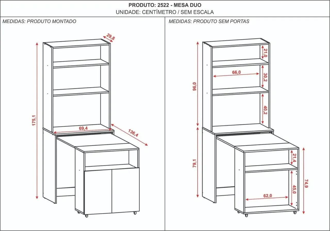 (PRODUTO TOTALMENTE NOVO) Mesa de Escritório Dueto Branco - Foto 4