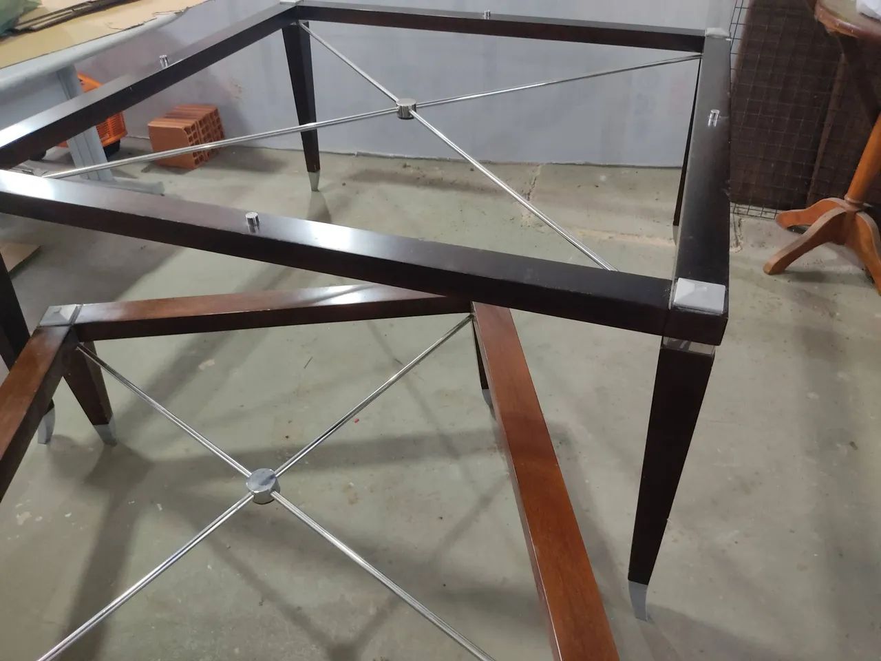 Mesa e Mesa de centro - Inox e madeira maciça