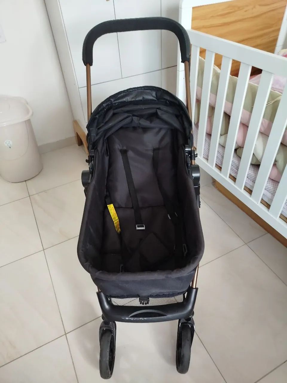 Carrinho de Bebê e Berço Moises Napoli Preto Cobre Galzerano  - Foto 3