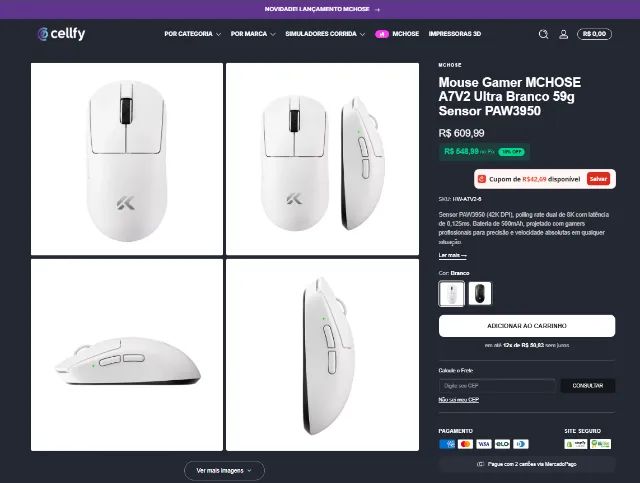 Mouse Mchose A7 V2 Pro Clone do Logitech (ENTREGO OLX PAY) - Foto 2