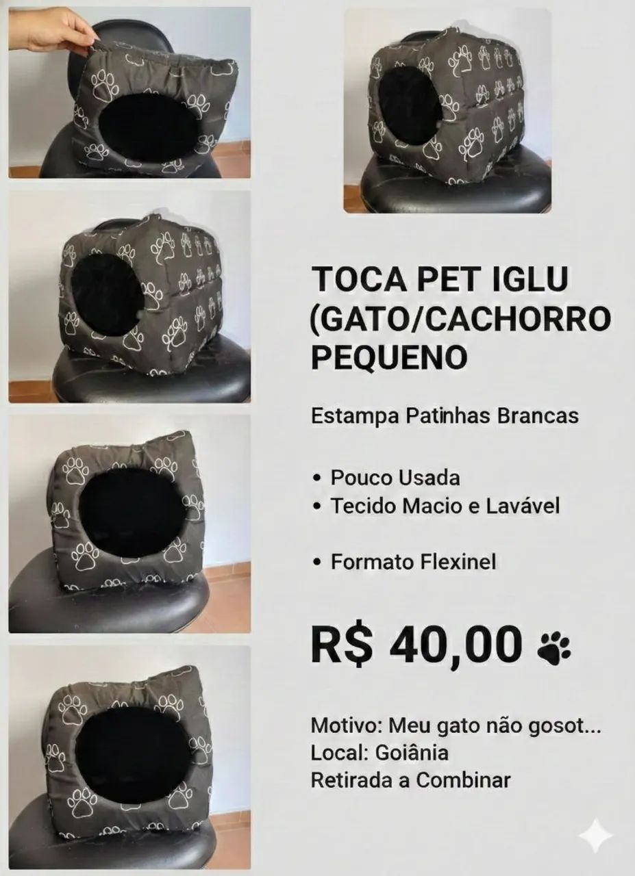 Toca Casinha Pet Iglu com Almofada - Para Gato ou Cão Pequeno