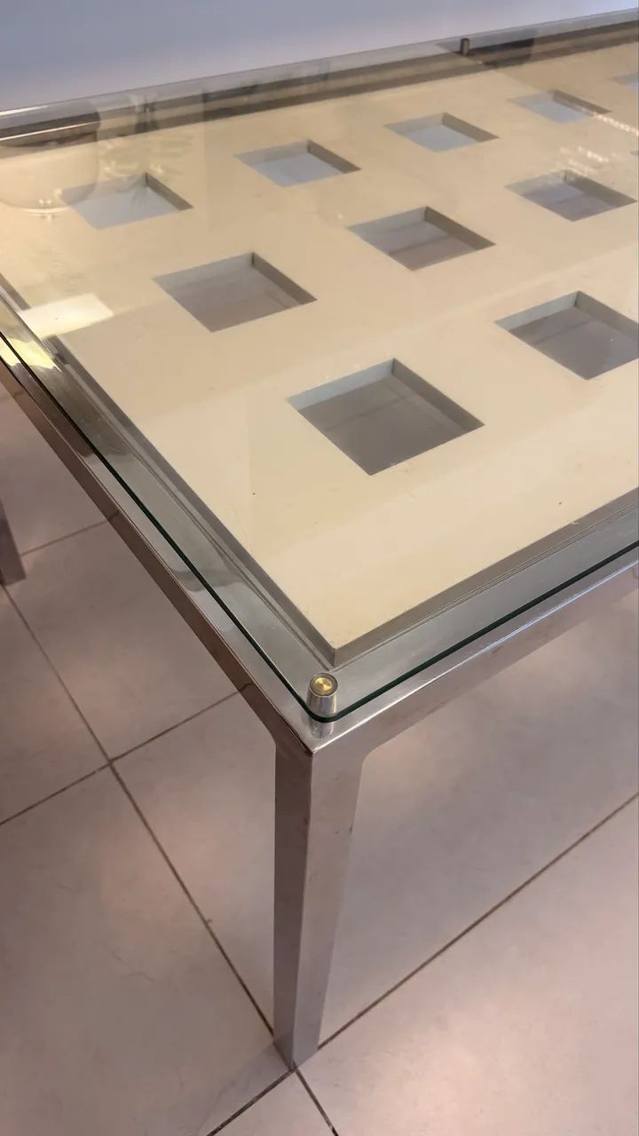 Mesa inox com tampo de vidro - 2m comp. por 1m de larg. - Foto 3