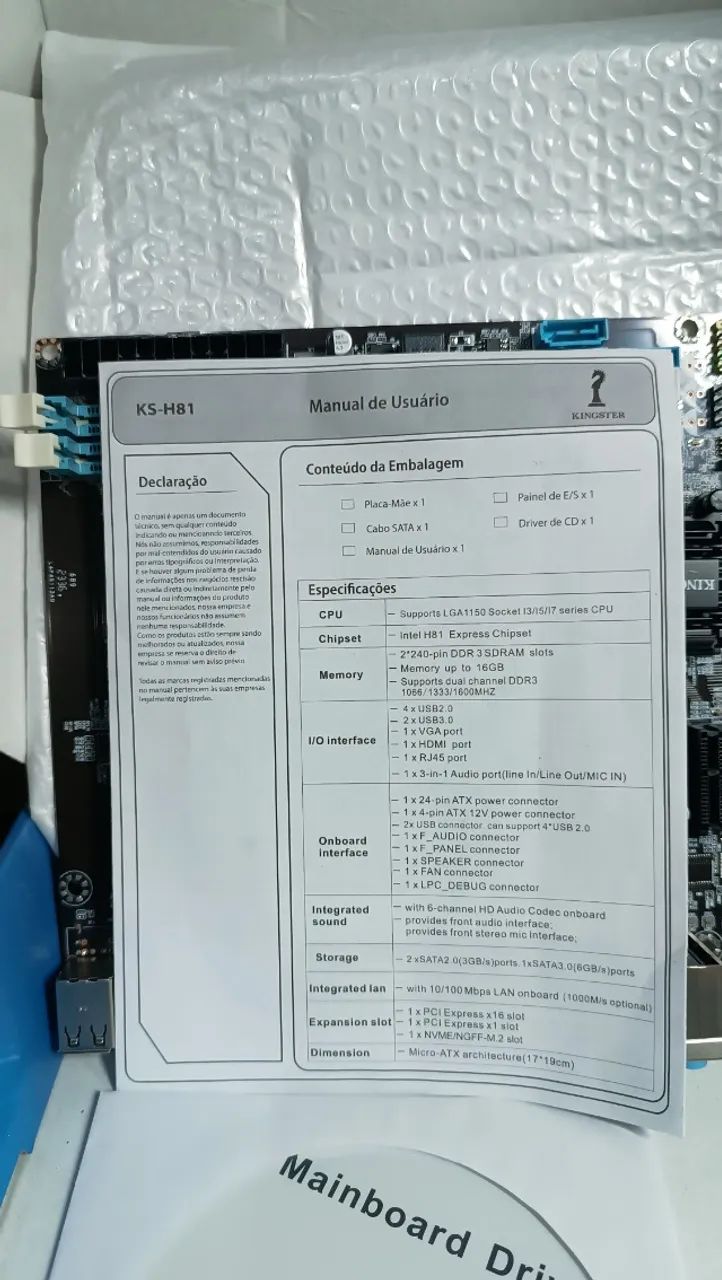 Ótima Placa Mãe KS-H81 Kingster SUPER BARATA - Foto 2