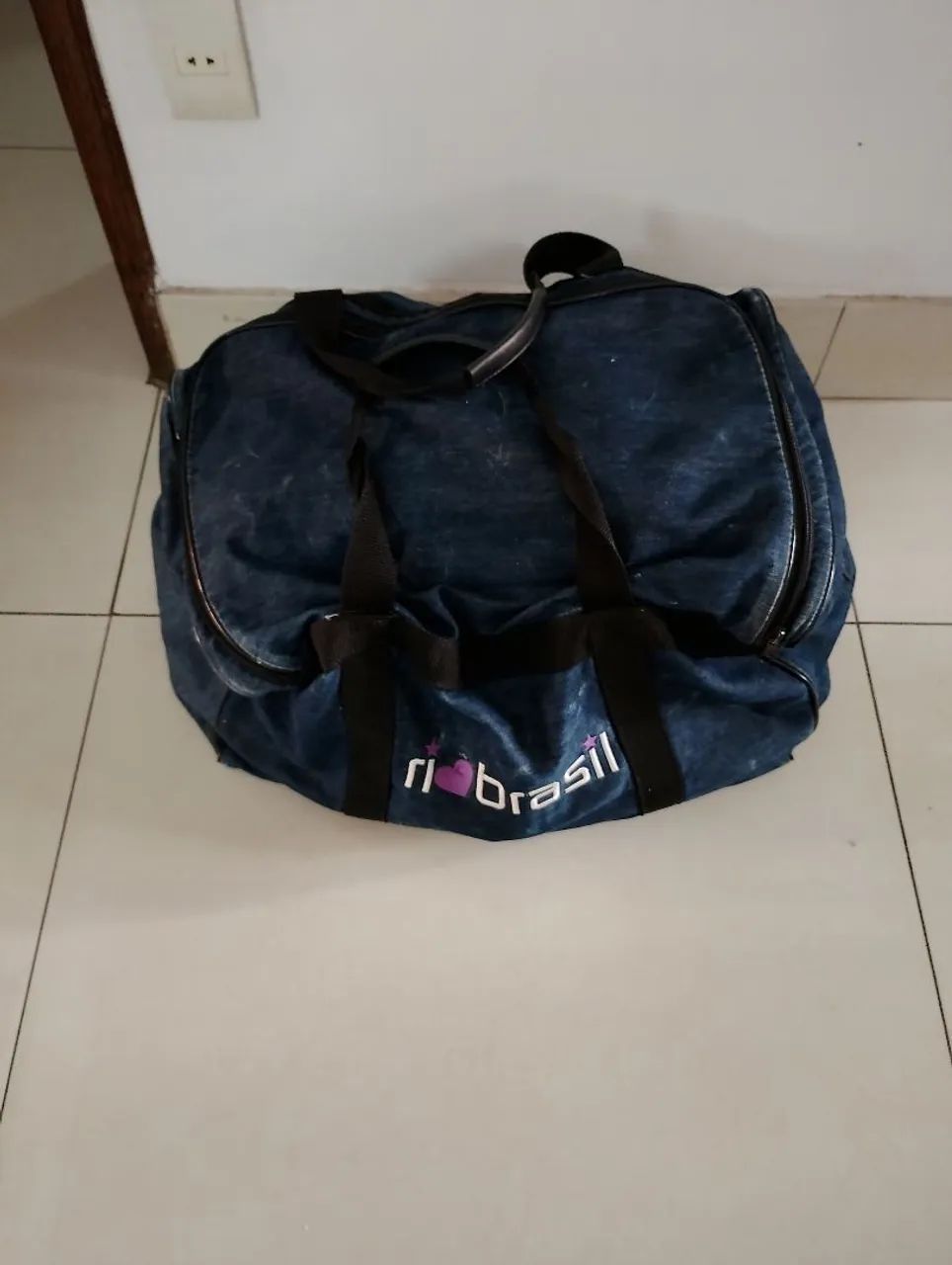 Bolsa mala de viagem jeans 