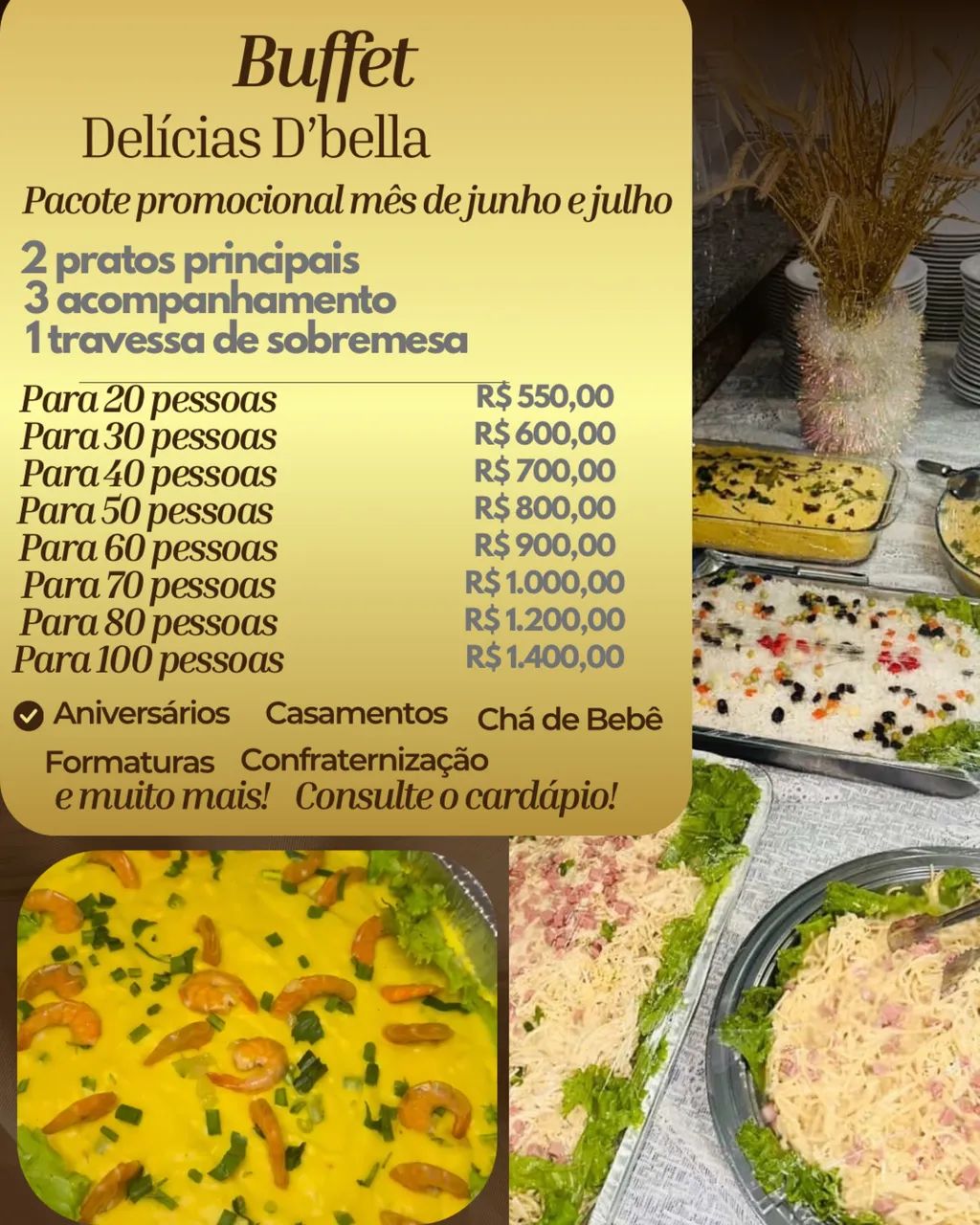 Buffet promocional junho e julho