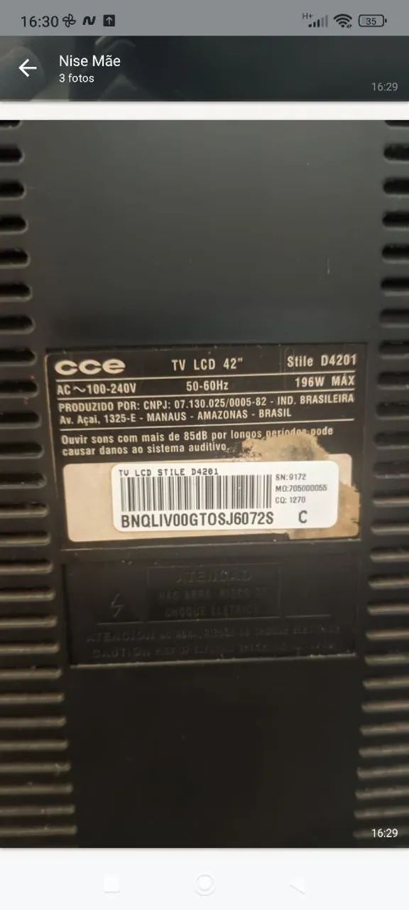 Tv LCD CCE 42" D2401 (defeito) - Foto 3