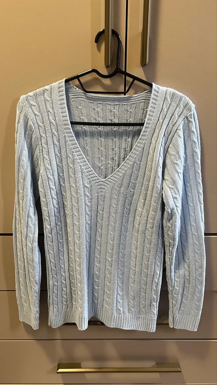 Blusa tricô azul clarinho  - Foto 2