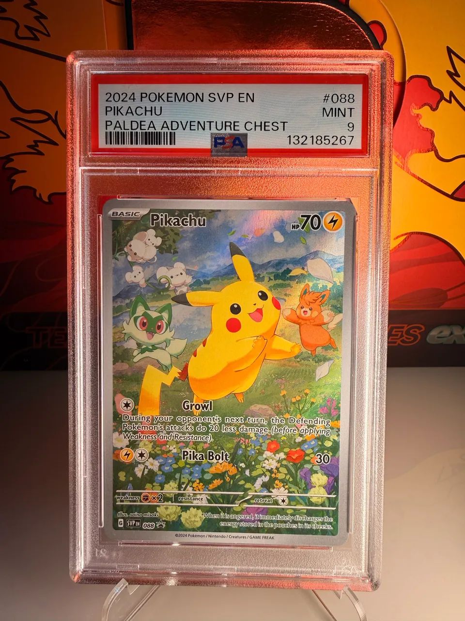 Carta Pokémon graduada Pikachu PSA9