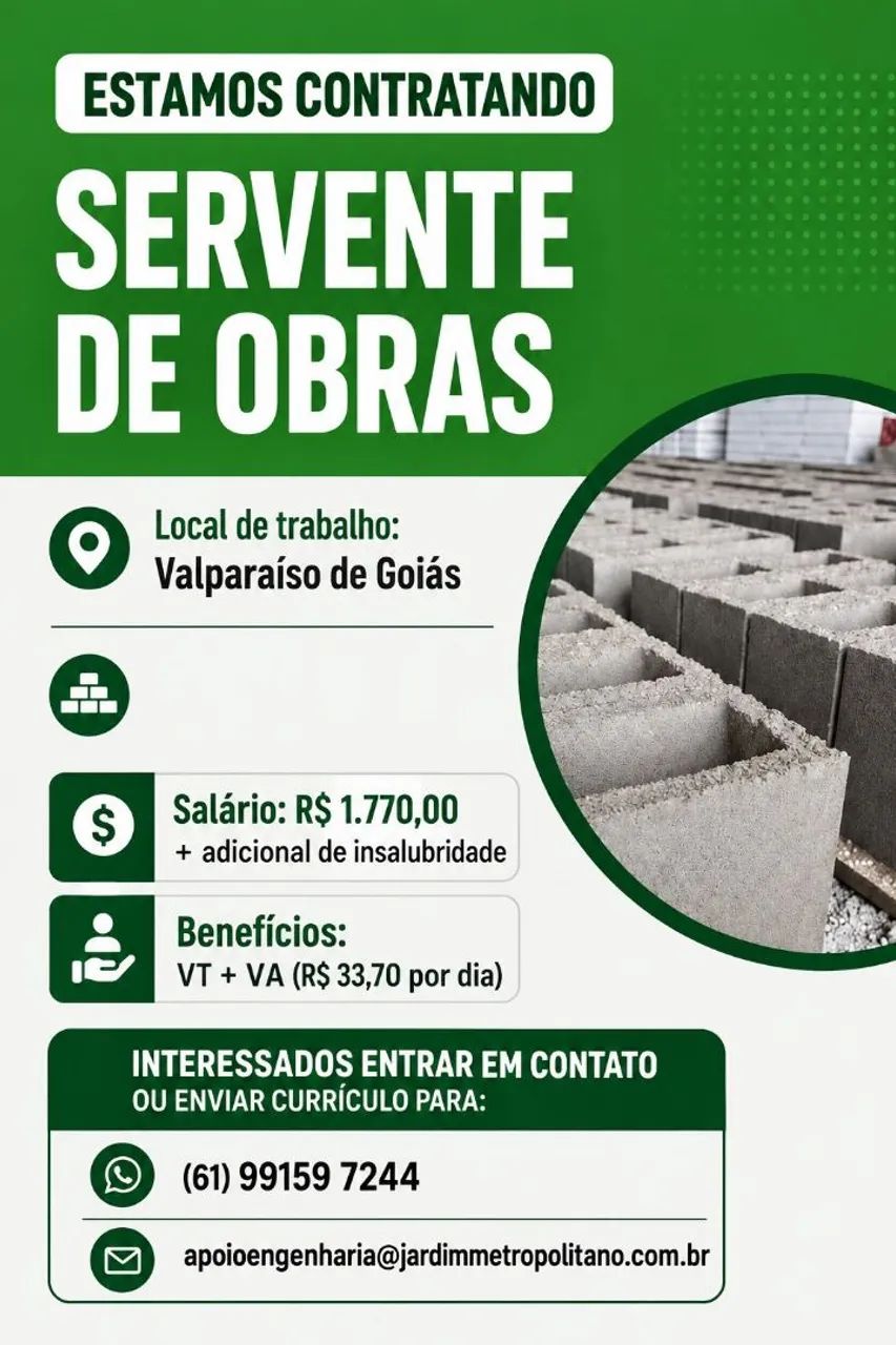 Vaga de servente 