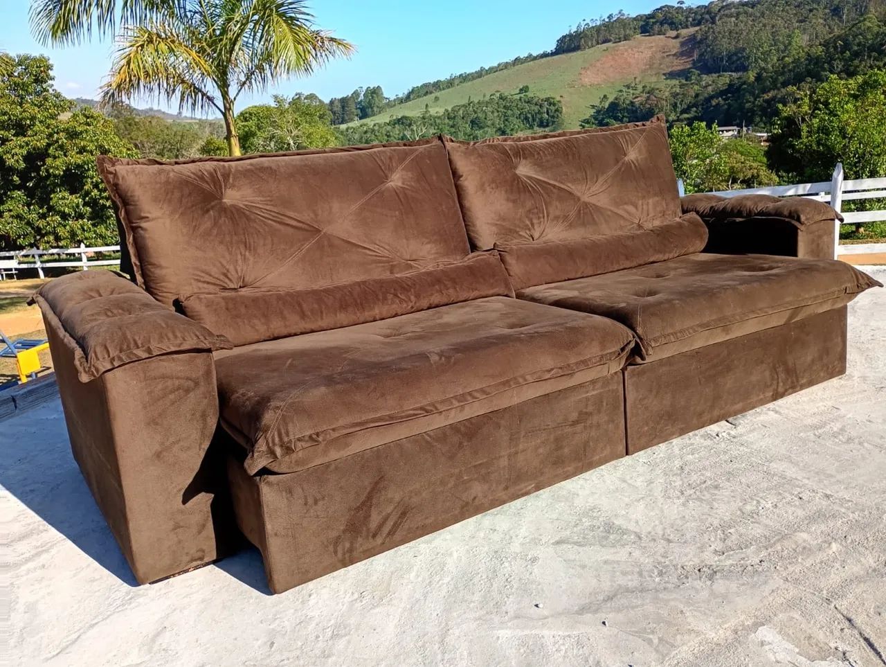Lindo sofa retratil 2,90m marrom !! - Foto 4