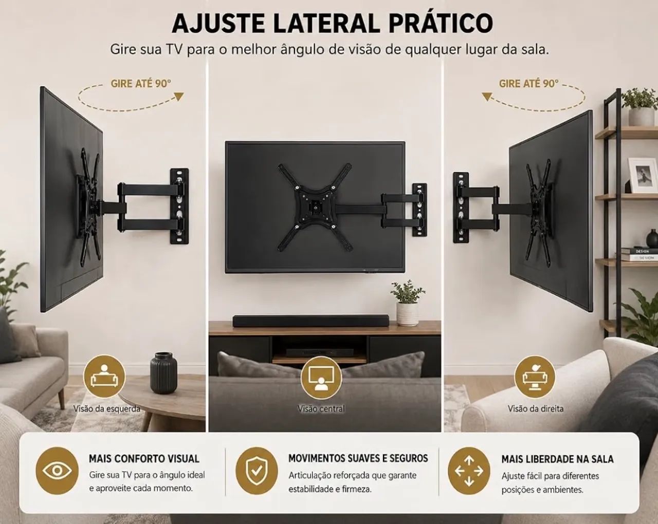 Suporte Articulado de Parede para TV 32 a 56 Polegadas em Aço  - Foto 2