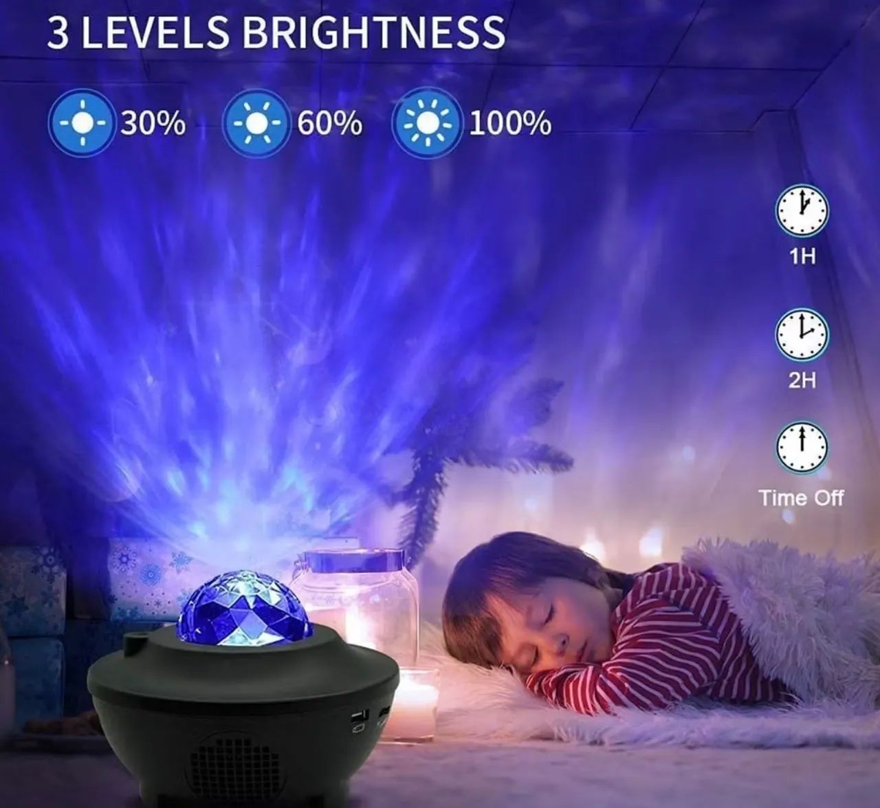 Projetor Luminária Galáxia Luz Noturna Estrela Música Bluetooth Controle Lâmpada Divertida - Foto 4