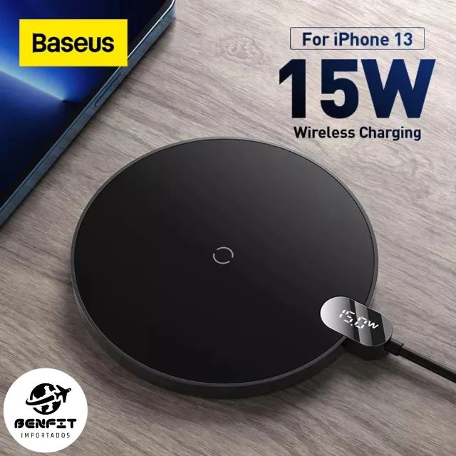 Carregador Wireless Baseus QI 15W Digital Led Display