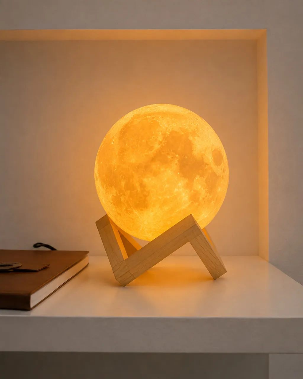 Luminária Lua 3D com Suporte de Madeira - Foto 2