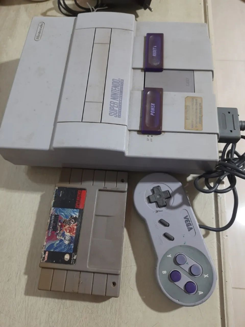 Super nintendo + jogo e cabos