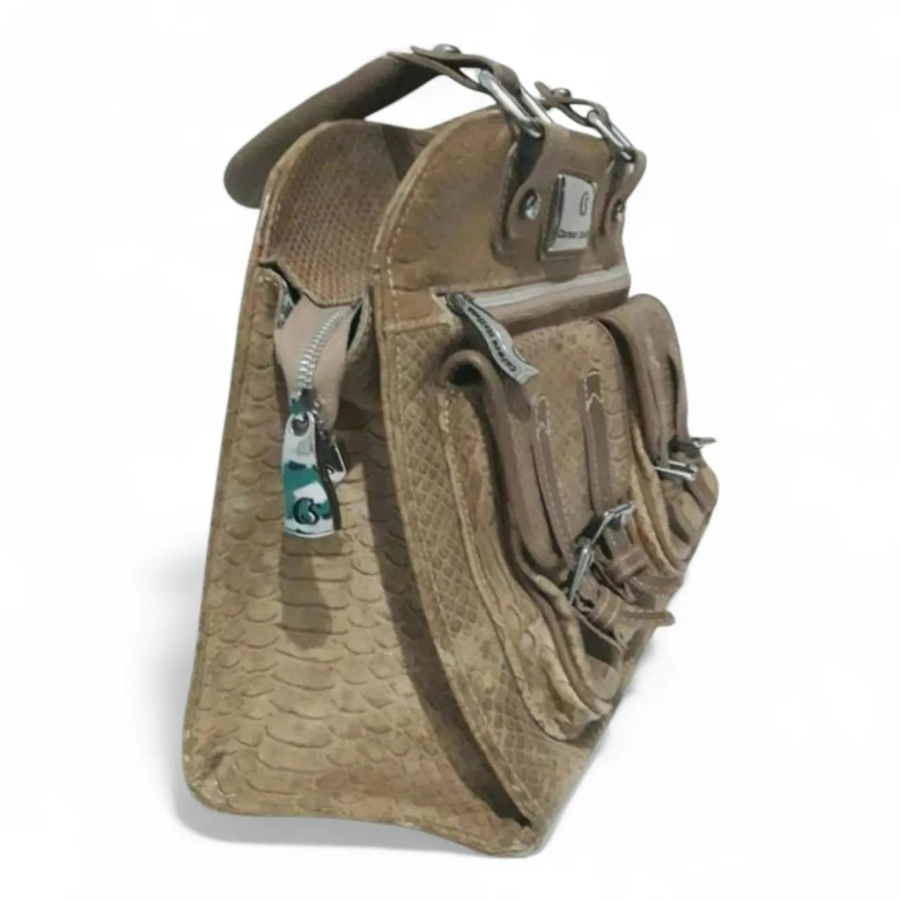 Bolsa Carmen Steffens couro legítimo croco - Foto 3
