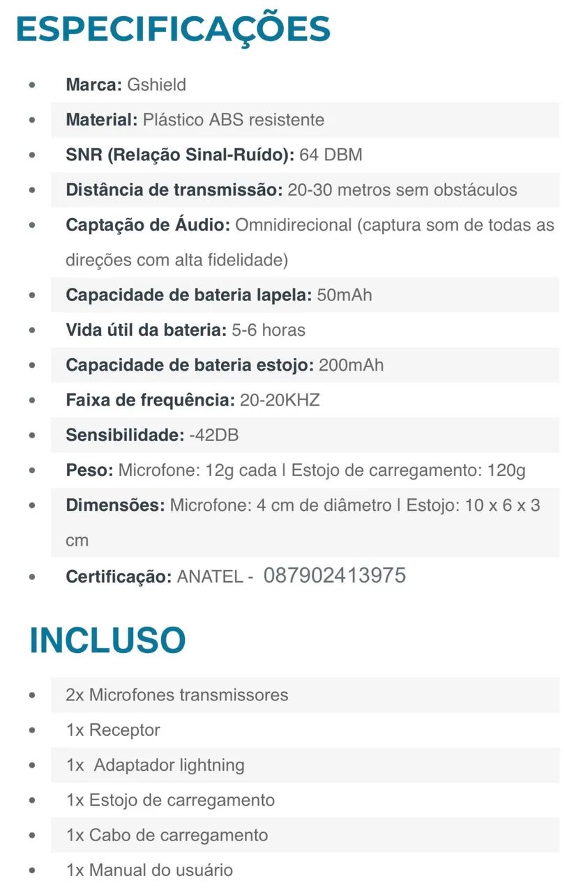 Microfone de Lapela Duplo Magnético Sem Fio GShield Armor com Redução de Ruído - Foto 5